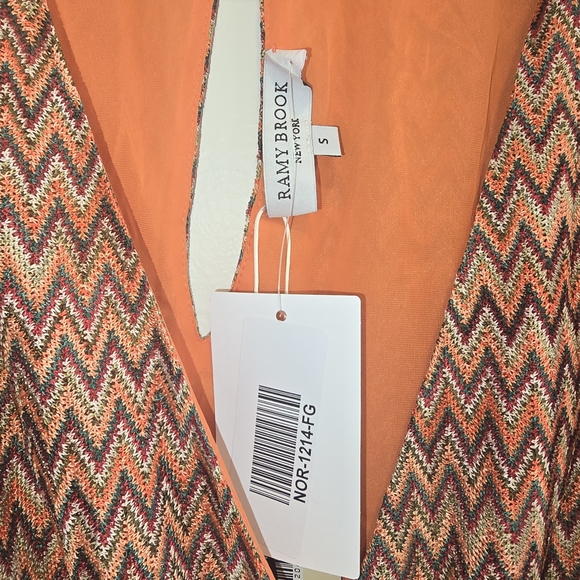 Ramy Brook Chevron Mini Dress in Orange and Black Size Small Nwt - Picture 4 of 8